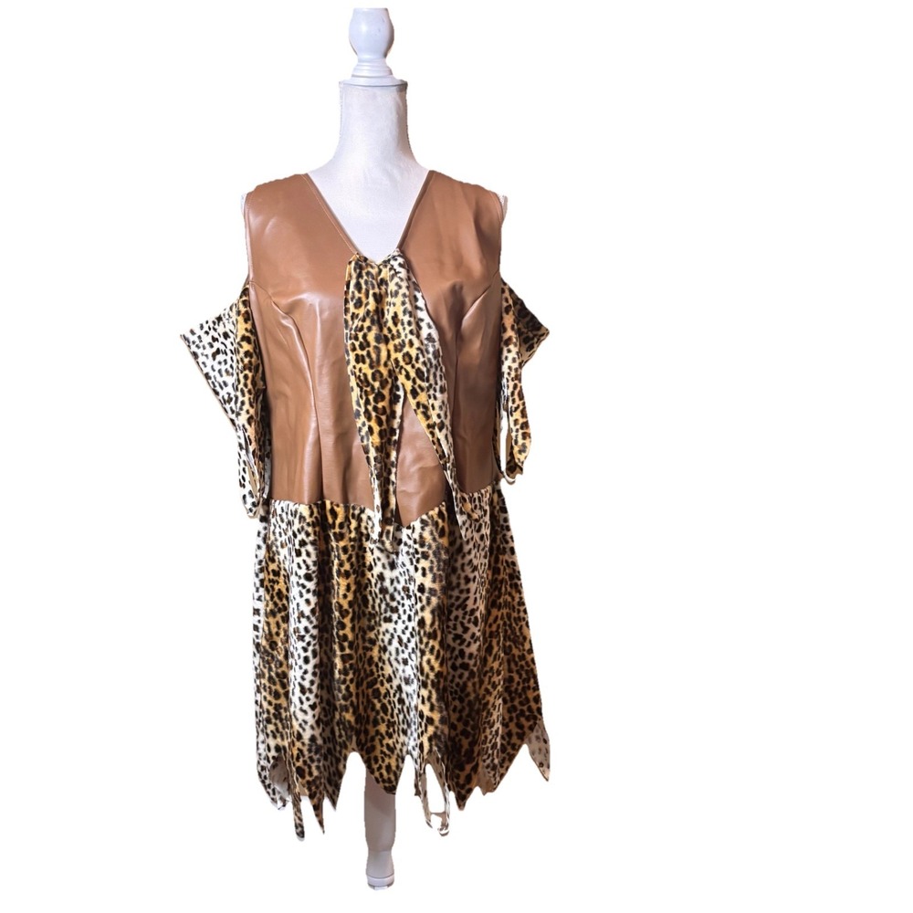 Cinema Secrets Cavewoman Leopard Costume Plus‎ Size 20-22 Faux Leather USA